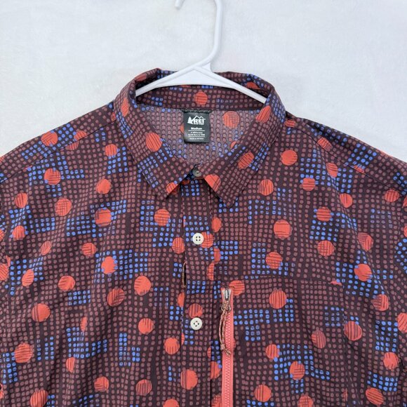 REI Co Op Shirt Mens M Orange Trailmade Hiking Performance Outdoor Button Up - Picture 2 of 9